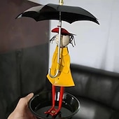 cheap Backyard Birding &amp; Wildlife-Outdoor Iron Hanging Bird Feeder, Umbrella Girl Bird Feeder, Garden Patio Bird Feeding Station, Metal Craft Ornament for Outdoor Decor