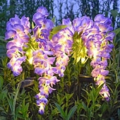 tanie Światła ścieżki i latarnie-2 szt. lamp solarnych LED na zewnątrz, lampa ogrodowa, kwiat wisteria, oświetlenie patio, wodoodporne oświetlenie LED na ścieżkę, trawnik, ogród, dziedziniec, chodnik, dekoracja świąteczna