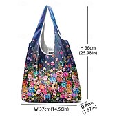 cheap Handbag &amp; Totes-Large Capacity Foldable Shopping Bag – Reusable Floral Print Tote, Eco-Friendly Lightweight Grocery Bag for Women, Travel, and Daily Use