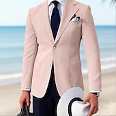 billiga Blazer-herr seersuckerkavaj sportjacka sommar lätt mode randig rosa himmelsblå salvia standard passform