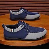 baratos Ténis para Homem-sapatos masculinos casuais com cadarço em bege e azul marinho, design exclusivo em tecido, perfeitos para o estilo e conforto do dia a dia
