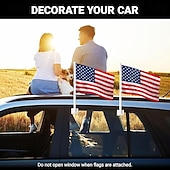お買い得  ガーデンフラッグ、バナー-アメリカの車用フラッグ 窓クリップ付き