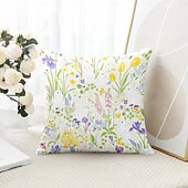 cheap Holiday Cushion Cover-Easter Rabbit Eggs Decorative Toss Pillows Cover 1PC Soft Square Couch Cushion Case Pillowcase for Bedroom Livingroom Sofa Chair
