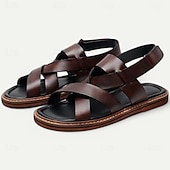 billiga Kjol sandaler-klassiska sandaler med korsband för män i premiumläder, eleganta och bekväma för dagligt bruk och vardagsutflykter