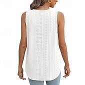 abordables Chemises et blouses-Femmes Chemisier Uni Moderne Occasionnel Sans manches Col en V Hauts Réguliers Quotidien Fête Sortir Asymétrique Vert herbe Noir Blanche Rose Claire Bleu Été