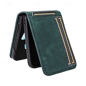 cheap Samsung Cases-Phone Case For Samsung Galaxy Z Flip 6 Z Flip 5 Z Flip 4 Z Flip 3 Back Cover Card Slot Shockproof Retro TPU PU Leather