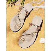 economico Infradito da Vacanza-Per donna Sandali Boho Da mare Giornaliero Farfalla Piatto Punta tonda Festività PU Mocassino Argento Nero Bianco