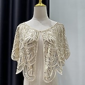 levne Šály a šátky-Retro Řvoucí 20s 20. léta 20. století šátek Wrap Přehozy přes ramena Velký Gatsby Buben dívka Flitry Maškarní kostým Dámské Svatební Večerní oslava Plesová maškaráda Dospělé Šátek