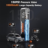 お買い得  インフレータブルポンプ-タイヤインフレーター ポータブルエアコンプレッサー 4x 車のタイヤ用エアポンプ 150psi &amp;10000mAh ポータブルタイヤインフレーター 車用 12DC エアポンプ