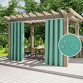 billiga Vattentäta gardiner-2 paneler utomhusgardiner vattentäta för inomhusbröllop uteplats tjock avskildhet grommet gardiner för bröllop sovrum, vardagsrum, veranda, pergola, cabana