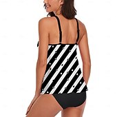 billiga Badessor-Dam Badkläder Tankini Baddräkt Elegant Skön Randig Ärmlös Baddräkter