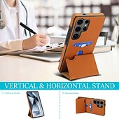 economico Cover Samsung-telefono Custodia Per Samsung Galaxy S24 S24 Ultra Plus S23 S22 S21 S20 Ultra Plus FE S25 S25 più S25 Ultra Per retro Con supporto A calamita Slot per schede Retrò TPU pelle sintetica