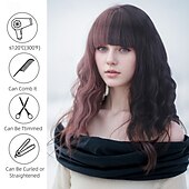 cheap Party Wigs-Synthetic Wig Wavy Curly Weave Layered Haircut With Bangs Machine Made Wig 16 inch A1 Synthetic Hair Women&#039;s Classic Comfortable Color Gradient Multi-color