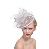 levne Fascinátory a klobouky-Fascinátory Organza Baret 30. léta Se širší krempou Dovolená Čajový dýchánek Kentucky Derby Dostih Dámský den Elegantní Vinobraní Jednoduchý S Peří Čistá Barva Přílba Pokrývky Hlavy