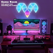 cheap Indoor Wall Lights-LED Lights 3/6/8/10/12Pack Lights Gaming Lights Smart Wall Lights with APP &amp; Remote Control WiFi Connect for Home Decor,Gaming Room,Bar