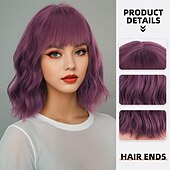 economico Parrucche trendy sintetiche-Parrucche sintetiche Ondulato Tessitura riccia Taglio asimmetrico Frangetta dritta A macchina Parrucca 14 pollici A1 Capelli sintetici Per donna Classico Comodo Colore Graduale e Sfumato Multicolore