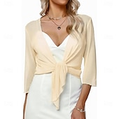 voordelige moeders wikkels-Damesomslag Elegant 3/4 mouw Chiffon Bruiloftsomslagen Met Pure Kleur Voor Feest Lente zomer