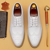 preiswerte Klassische Anzugschuhe-weiße Brogue-Schnürschuhe aus hochwertigem Rindsleder für Herren mit perforierten Details, formeller Stil für Hochzeiten und besondere Anlässe