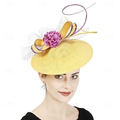 abordables Fascinators-accessoire Imitation Lin Mariage Soirée Élégant Mariage Avec Fleur Casque Couvre-chef