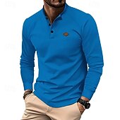levne základní trička-Pánské Tričko s knoflíkem Tričko Waffle Henley košile Tričko Henley Dlouhý rukáv Henley Jaro Podzim Bez vzoru Módní Designové Základní Knoflíky Dovolená ulice Jdeme ven Černá Bílá Královská modř Top