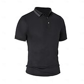 levne Pánské elitní polo-Pánské Pólo Práce ulice Klasický Krátký rukáv prázdniny Módní Pevná barva Proužky Knoflíky Stripe-Trim Léto Jaro Černá Bílá Světle šedá Pólo