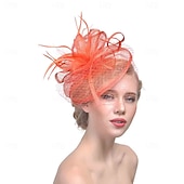 levne Fascinátory a klobouky-Fascinátory Organza Baret 30. léta Se širší krempou Dovolená Čajový dýchánek Kentucky Derby Dostih Dámský den Elegantní Vinobraní Jednoduchý S Peří Čistá Barva Přílba Pokrývky Hlavy