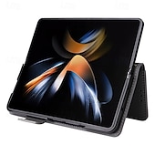 Недорогие Чехлы для Samsung-телефон Кейс для Назначение SSamsung Galaxy Z-сгиб 6 Z Fold 5 Z Fold 4 Z Fold 3 Z Fold 2 Кейс на заднюю панель со стендом с ремешком на запястье Разъем для карты Ретро ТПУ Кожа PU