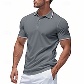 billige Klassisk poloskjorte for menn-Herre Golf skjorte Piké poloskjorter Virksomhet Avslappet Ribbet polokrage Kortermet Mote Grunnleggende Helfarge Knapper Sommer Vår &amp; Vinter Normal Mørkegrå Sjø blå Svart Hvit Lysegrønn Rød Golf