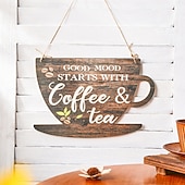 levne nástěnné sochy-dřevěná závěsná cedule na šálek kávy a čaje – lehká nástěnná dekorace, útulná vnitřní dřevěná cedule pro domácí, kavárnu, bar, obchod a restauraci