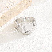 cheap Gifts-Personalized Letter Ring, Gift for Mom, Copper with Zircon Alphabet Ring, Vintage-Style Chain Design, Adjustable Open Band, Minimalist Aesthetic Jewelry for Women