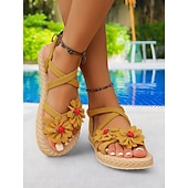 economico Infradito da Vacanza-sandali floreali boho da donna – ballerine con cinturini e fiori ricamati colorati per l&#039;estate, la spiaggia e lo stile casual all&#039;aperto
