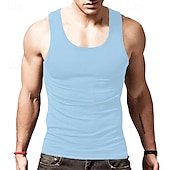 baratos Tops de ginásio-Homens Malha Íntima Top de colete Camiseta Interior camisa sem manga Sem Manga Gola Redonda Verão Tecido Moda Designer Básico Clássico Férias Rua Para Noite Preto Branco Vinho Top Tee para Homens