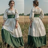 levne Šaty-Retro Středověké Renesanční Šaty Plesové šaty Viking Keltský rytíř Maškarní kostým Dámské Keltské Královský předvečer Všech svatých Karneval Výkon Párty LARP Dospělé Šaty