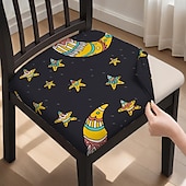 abordables Funda para silla de comedor-Funda para asiento de silla de comedor, funda para taburete, fundas de poliéster con estampado geométrico