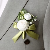 voordelige Bruiloftspakken-Heren Bruiloft Corsage Zomer Bruiloft Witte Champagne Corsage voor Bruidegom en Bruidsjonkers Bloemaccessoires Party Stukken Decoraties