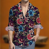 abordables Tapas-Retro Antiguo Años 70 Camisas Camisa hawaiana Hippie Floral Disfraz Hombre Mascarada Fiesta Ropa Cotidiana Desfile del orgullo Adulto Camisas