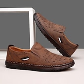 preiswerte Herrenpantoletten &amp; -slipper-Herren Slipper aus braunem Wildleder - atmungsaktive, ausgehöhlte Freizeitschuhe für Sommer und Arbeit