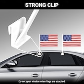 お買い得  ガーデンフラッグ、バナー-アメリカの車用フラッグ 窓クリップ付き