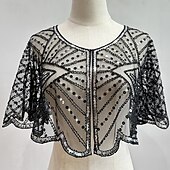 levne Šály a šátky-Retro Řvoucí 20s 20. léta 20. století šátek Wrap Přehozy přes ramena Velký Gatsby Buben dívka Flitry Maškarní kostým Dámské Karneval Svatební Večerní oslava Plesová maškaráda Dospělé Šátek