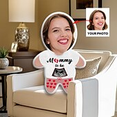 abordables Regalos personalizados-Almohada Memorial Personalizada Suave Cuddly Impresión Dúplex Lavable a Mano Diseño Contemporáneo Cierre de Cremallera Relleno de Algodón Almohada Decorativa para Todo el Año Día de la Madre