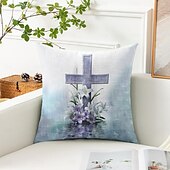 billiga Kuddfodral för semester-Påsk Dekorativa Kuddöverdrag 1PC Templar Kors Mjukt Fyrkantigt Soffkuddcase Kuddöverdrag för Sovrum Vardagsrum Soffa Stol