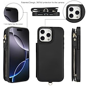 Недорогие Чехлы для iPhone-телефон Кейс для Назначение iPhone 16 Про Макс Плюс Айфон 15 Про Макс Плюс iPhone 14 13 12 11 Pro Max Plus Кейс на заднюю панель со стендом с ремешком с ремешком на запястье Ретро ТПУ Кожа PU