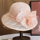 billiga Festhattar-Hattar polyester solhatt semester teparty hästkapplöpning cocktail elegant vintage solskydd med fjäder blommigt huvudbonad