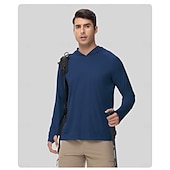 voordelige Bovenkanten-Voor heren Wandel T-shirt Lange mouw Capuchon T-shirt Buiten Rekbaar Teryleen Donker Grijs Zwart Wit Vissen Training