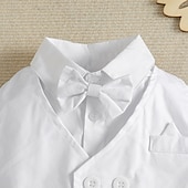 abordables Costume formel pour garçon-3 pièces Costume de Porteur d&#039;Alliance  Garçons Enfants Tout-petit Gilet, chemise et pantalon École Formel Anniversaire Basique Doux Style BCBG Couleur Unie Col en V Blanche Coton