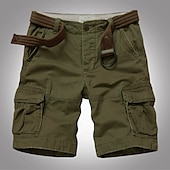 baratos Clássico-Homens Bermuda Cargo Shorts camuflados Shorts de verão Botões Bolso multi Bolso com aba Tecido Côr Camuflagem camuflagem Conforto Vestível Comprimento do joelho Ao ar livre Esporte Diário Moda Casual