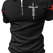 cheap Men&#039;s Classic Polo-Easter Men&#039;s Cross Zip Polo Short Sleeve Turndown Vintage Outdoor Athleisure Casual Daily Zipper Summer Grey Black Dark Blue