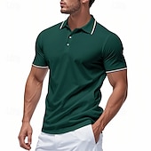 billige Klassisk poloskjorte for menn-Herre Golf skjorte Piké poloskjorter Virksomhet Avslappet Ribbet polokrage Kortermet Mote Grunnleggende Helfarge Knapper Sommer Vår &amp; Vinter Normal Mørkegrå Sjø blå Svart Hvit Lysegrønn Rød Golf