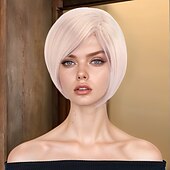 cheap Synthetic Trendy Wigs-Synthetic Wig Wavy Curly Weave Asymmetrical Neat Bang Machine Made Wig 30 inch A1 Synthetic Hair Women&#039;s Classic Comfortable Color Gradient Multi-color