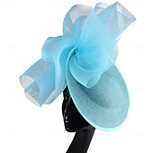 tanie fascynatory-Nakrycie Głowy Kapelusz Fedora Lnianą Na Ślub Urodziny Wieczorną Imprezę Herbatkę Wyścigi Konne Elegancki Vintage Uroczy Z Piórem Kwiatowym Nakryciem Głowy